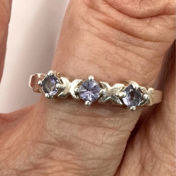Clyde Duneier CID Silver ring purple Ring Vintage VTG Retro Size 9